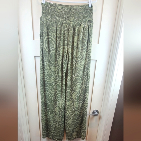 NWT ☆ Three Dots Green 'Woodland Mosaic' Pull-On Pants Small - Picture 7 of 13